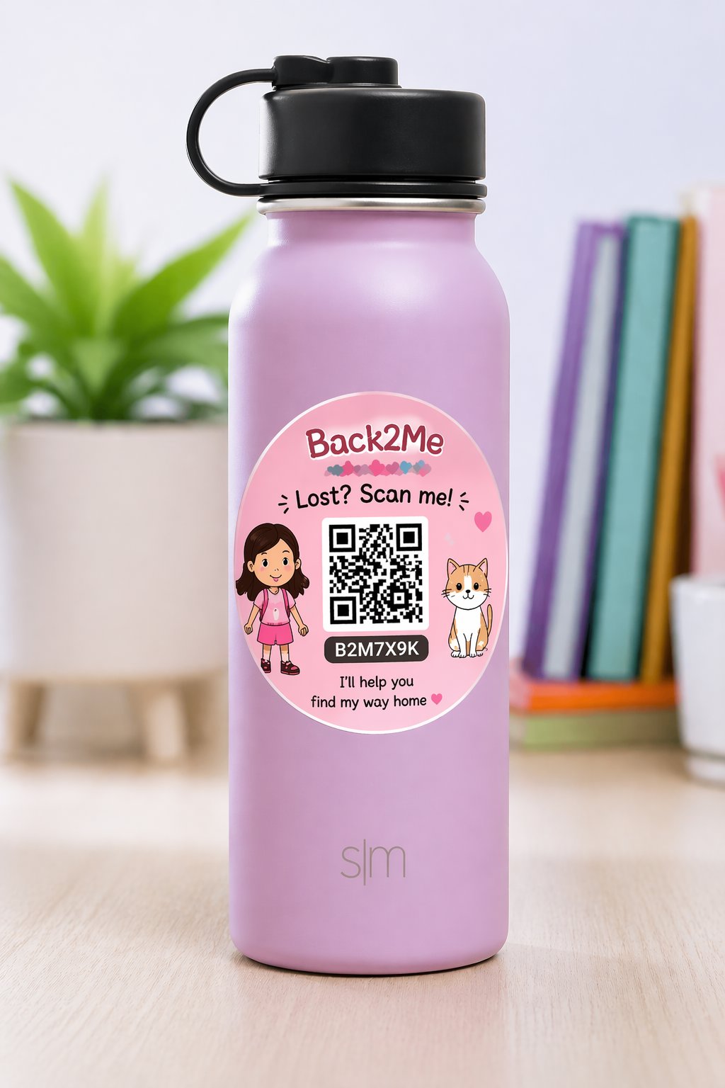 Back2Me sticker in use